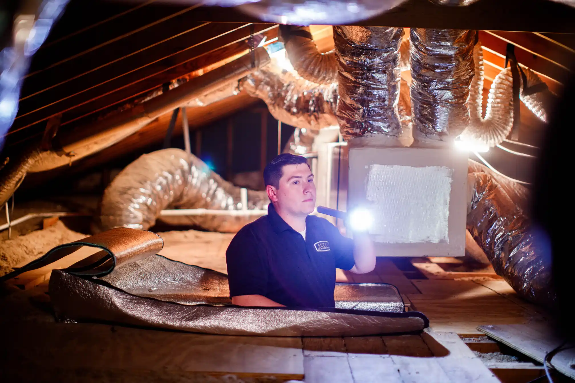 inspecting attic
