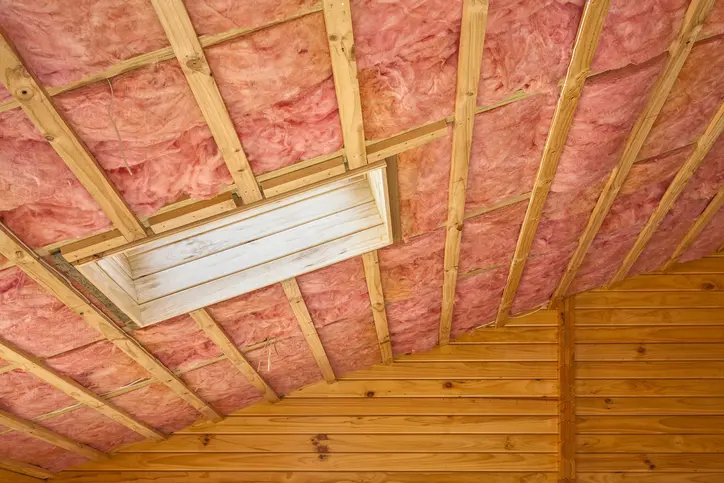 A view of attic insulation.